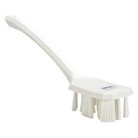 Vikan 2 7/8 in W Scrub Brush, Stiff, 11 1/4 in L Handle, 4 3/4 in L Brush, White, Plastic 41965