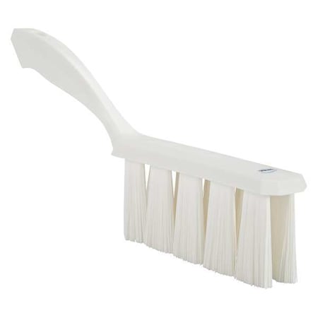 Vikan 1 1/2 in W Bench Brush, Medium, 7 in L Handle, 6 1/2 in L Brush, White, Plastic, 13 in L Overall 45855