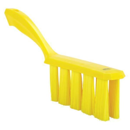 Vikan 1 1/2 in W Bench Brush, Medium, 7 in L Handle, 6 1/2 in L Brush, Yellow, Plastic, 13 in L Overall 45856