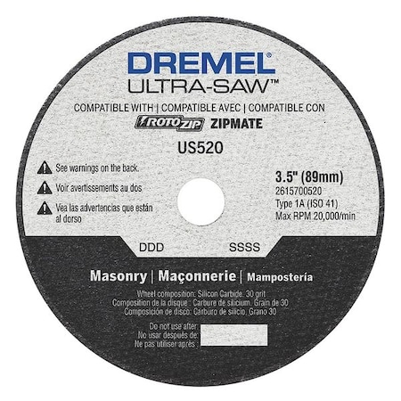 Dremel Cutting Wheel, Carbide, 3-1/2 in. dia. US520-01