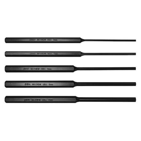 Mayhew Pin Punch Set, 5-Piece, Steel 62082