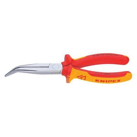 Knipex 8 in Bent Long Nose Plier, Side Cutter Multi-Component Grip Handle 26 26 200