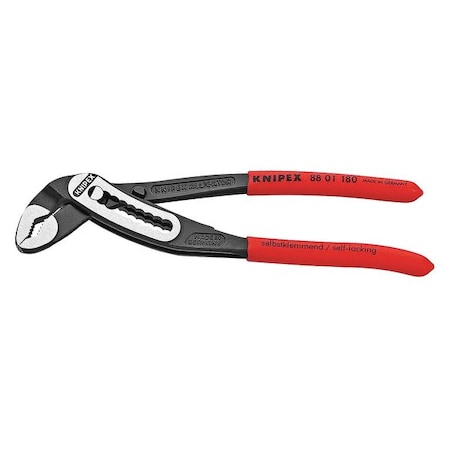 KNIPEX 7 1/4 in Knipex Alligator V-Jaw Tongue and Groove Plier Serrated, Plastic Grip 88 01 180