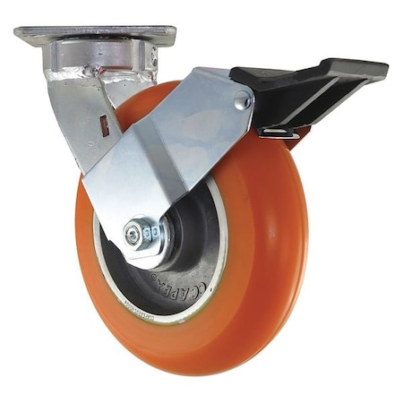 Zoro Select Kingpinless Swivel Plate Caster, Polyurethane, 1200 lb CDP-G-33