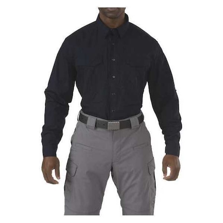 5.11 Tactical Shirt, 38% Cotton, 62% Polyester, Button, 4 Pocket(s), Navy, L 72399ABR-724-L
