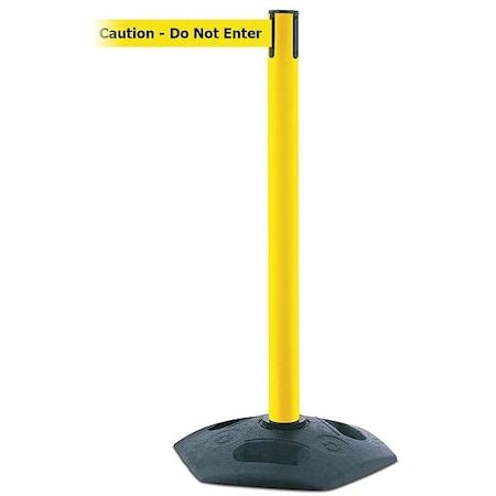 Tensabarrier Barrier Post with Belt, Yellow, 13 ft Length, 38 in Post Height, Caution Do Not Enter, Yellow 886-35-MAX-NO-YAX-C