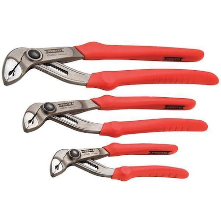 Proto 3 Piece Lock Joint Pliers Set PVC Ergonomic/Cushion Grip Handle J260MGS