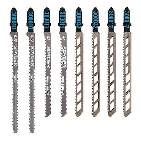 Spyder Jigsaw Blade Set, T-Shank, 4 to 4-1/2in. L 300037