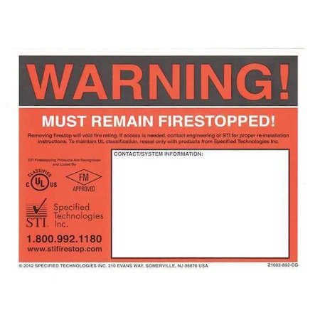 Sti Red Warning Label Z1003892CG