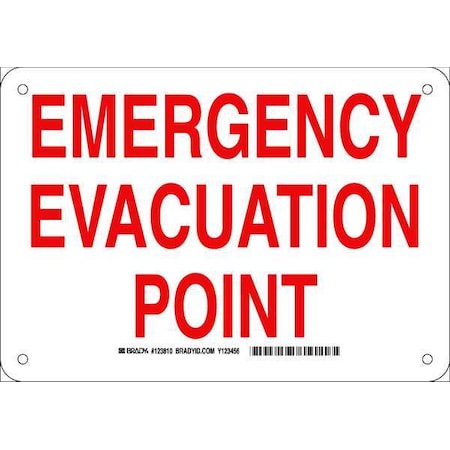 Brady Exit Sign, Plastic, 10" W, 7" H, Emergency Evacuation Point, White 123810
