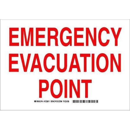 Brady Exit Sign, Polyester, 10" W, 7" H, Emergency Evacuation Point, White 123811