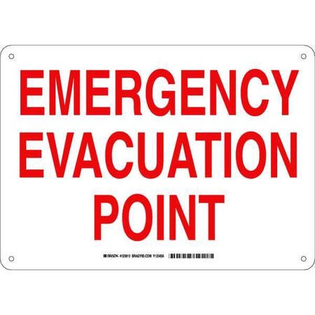 Brady Exit Sign, Aluminum, 14" W, 10" H, Emergency Evacuation Point, White 123812