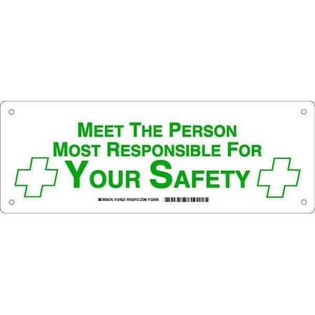 Brady Meet The Person Most Responsible For Your Safety, 5 in x 14 in, Rectangle, Plastic, 124623 124623