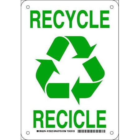 Brady Recyclable Cans And Bottles Only, 14" W x 10" H, Rectangle, Aluminum, 125523 125523