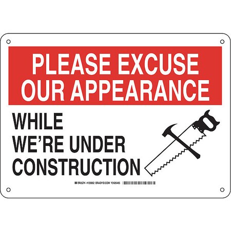 Brady Construction Site Sign, Plastic, Rectangle, English 126862