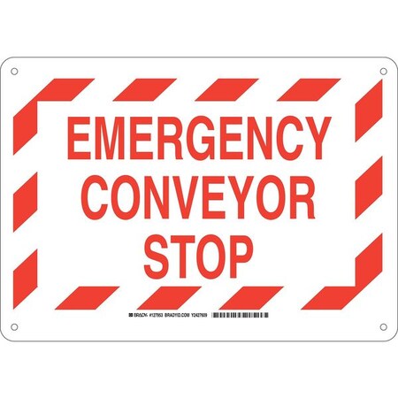 Brady No Header, Emergency Conveyor Stop, 14" W x 10" H, Rectangle, Aluminum 127953