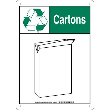 Brady Cartons, No Legend, 10" W x 14" H, Rectangle, Aluminum, 129372 129372