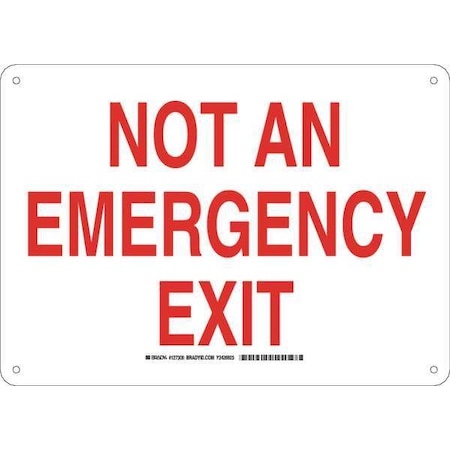 Brady Exit Sign, Plastic, 14" W, 10" H, Not An Emergency Exit, White 127300