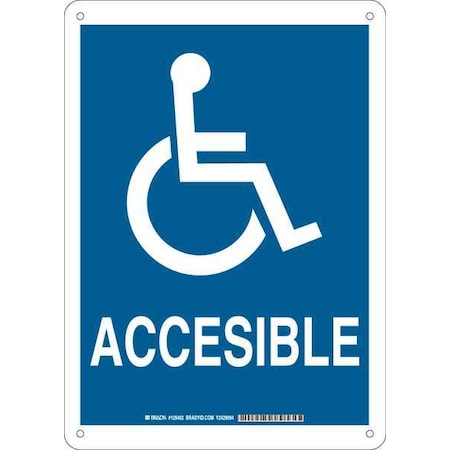 Brady Accessible, 14 in x 10 in, Rectangle, Aluminum, 129402 129402