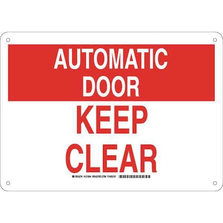 Brady Automatic Door Keep Clear, 10 in x 14 in, Rectangle, Plastic, 127084 127084