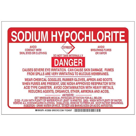 Brady Chemical Sign, 10 in W, 7 in H 123858