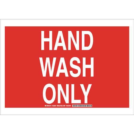 Brady Hand Wash Only, 14" W x 10" H, Rectangle, Polyester, 128267 128267