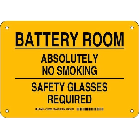 Brady No Smoking Sign, 7" H, 10" W, Rectangle, English, 125589 125589