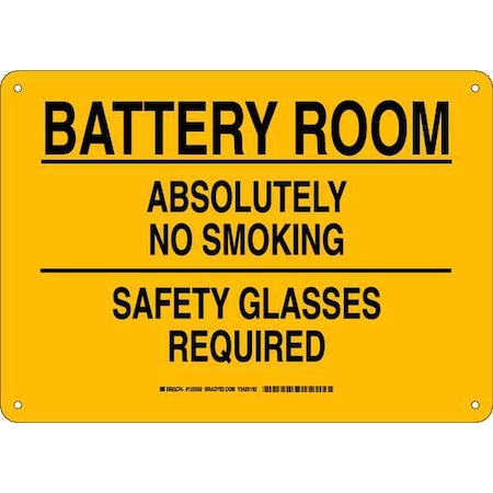 Brady No Smoking Sign, 10" H, 14 in W, Rectangle, English, 125592 125592