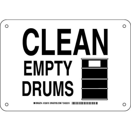 Brady No Header, Clean Empty Drums, 10 in W x 7 in H, Rectangle, Aluminum 125619