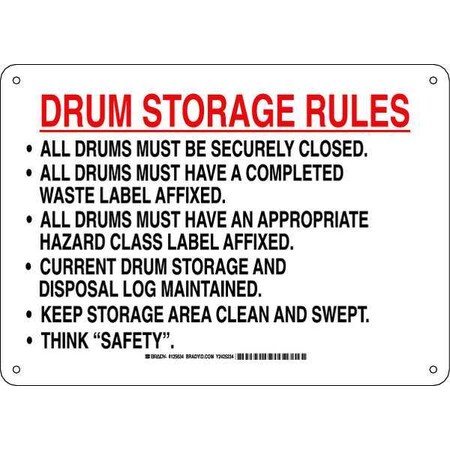 Brady Chemical Sign, 10 in H, 14 in W, Rectangle, English, 125634 125634