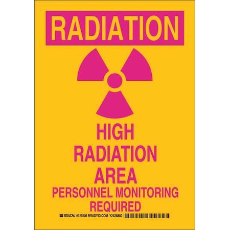 Brady Radiation & Laser Sign, 10 in H x 7 in W, Polyester, Rectangle 129206