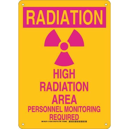 Brady Radiation & Laser Sign, 14 in H x 10 in W, Plastic, Rectangle 129208