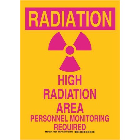 Brady Radiation & Laser Sign, 14 in H x 10 in W, Polyester, Rectangle 129209