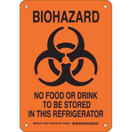 Brady Biohazard Sign, 10 in H, 7 in W, Plastic, Rectangle, English, 126631 126631