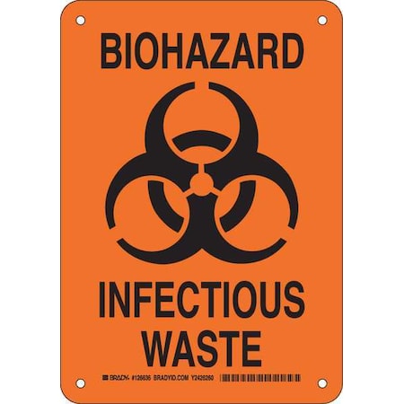 Brady Biohazard Sign, 10 in H, 7 in W, Rectangle, English, 126636 126636