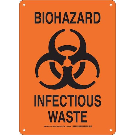 Brady Biohazard Sign, 14 in Height, 10 in Width, Plastic, Rectangle, English 126640