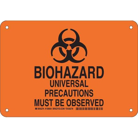 Brady Biohazard Sign, 7 in H, 10 in W, Rectangle, English, 126654 126654