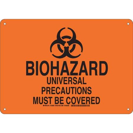 Brady Biohazard Sign, 10 in H, 14 in W, Plastic, Rectangle, English, 126658 126658