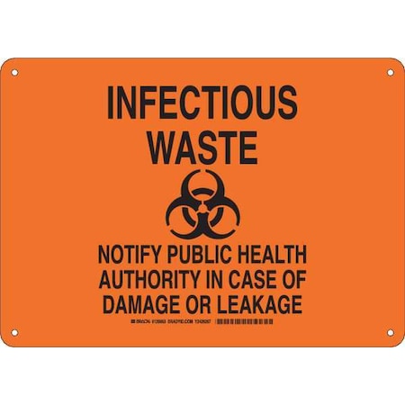 Brady Biohazard Sign, 10" Height, 14" Width, Aluminum, Rectangle, English 126663