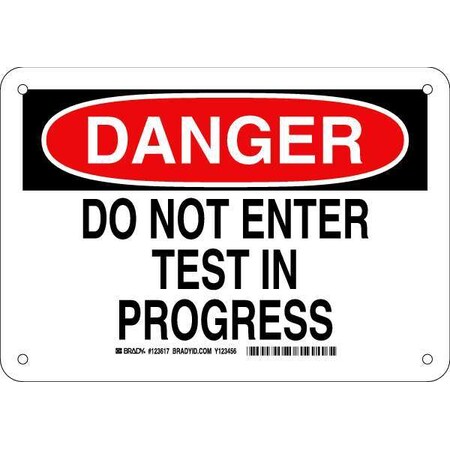 Brady Danger Sign, 7 in Height, 10 in Width, Aluminum, Rectangle, English 123617
