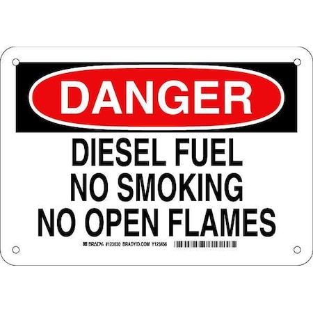 Brady Danger No Smoking Sign, 7" H, 10" W, Rectangle, English, 123629 123629