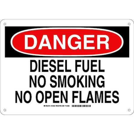 Brady Danger No Smoking Sign, 10" H, 14 in W, Rectangle, English, 123632 123632