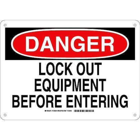 Brady Danger Sign, 10 in Height, 14 in Width, Plastic, Rectangle, English 123639