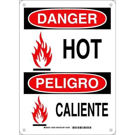 Brady Danger Sign, 14 in H, 10 in W, Aluminum, Rectangle, English, Spanish, 124082 124082