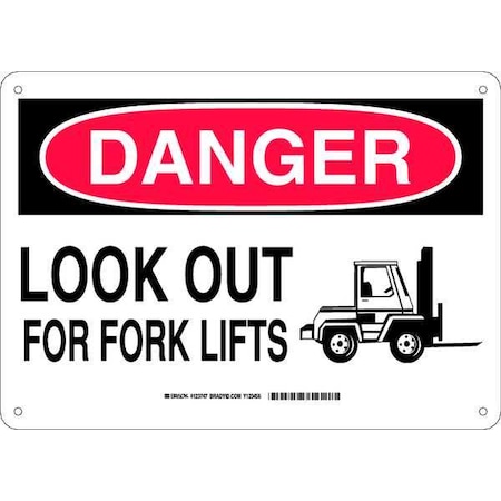 Brady Danger Sign, 10" H, 14" W, Plastic, Rectangle, English, 123747 123747