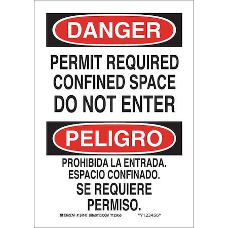Brady Danger Sign, 10 in H x 7 in W, Plastic, Rectangle 124146