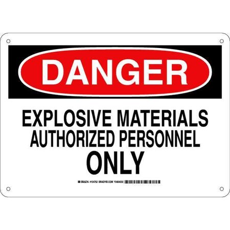 Brady Danger Sign, 10 in H, 14 in W, Rectangle, English, 124752 124752