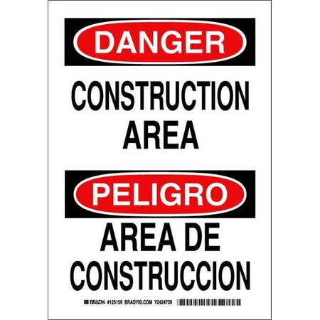 Brady Danger Sign, 10 in Height, 7 in Width, Polyester, Rectangle, English, Spanish 125159