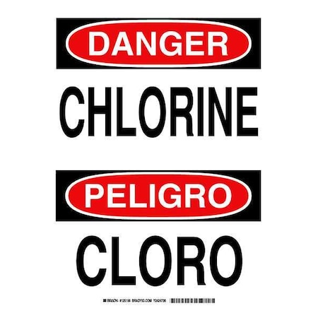 Brady Danger Sign, 14 in H, 10 in W, Polyester, Rectangle, English, Spanish, 125156 125156