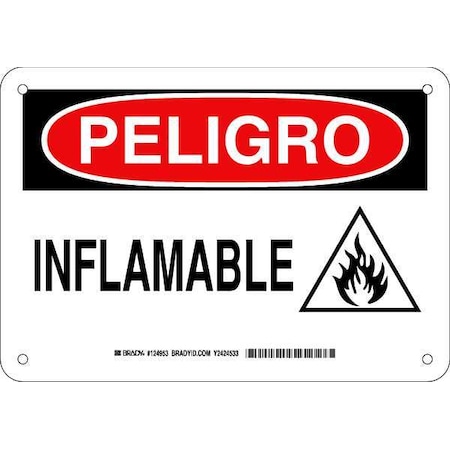 Brady Danger Sign, 7 in Height, 10 in Width, Aluminum, Rectangle, Spanish 124953